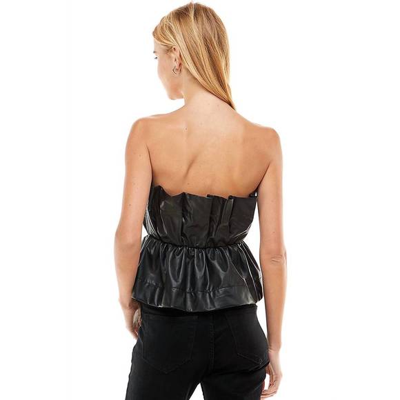 NEW TCEC faux leather strapless top in black - Picture 2 of 2